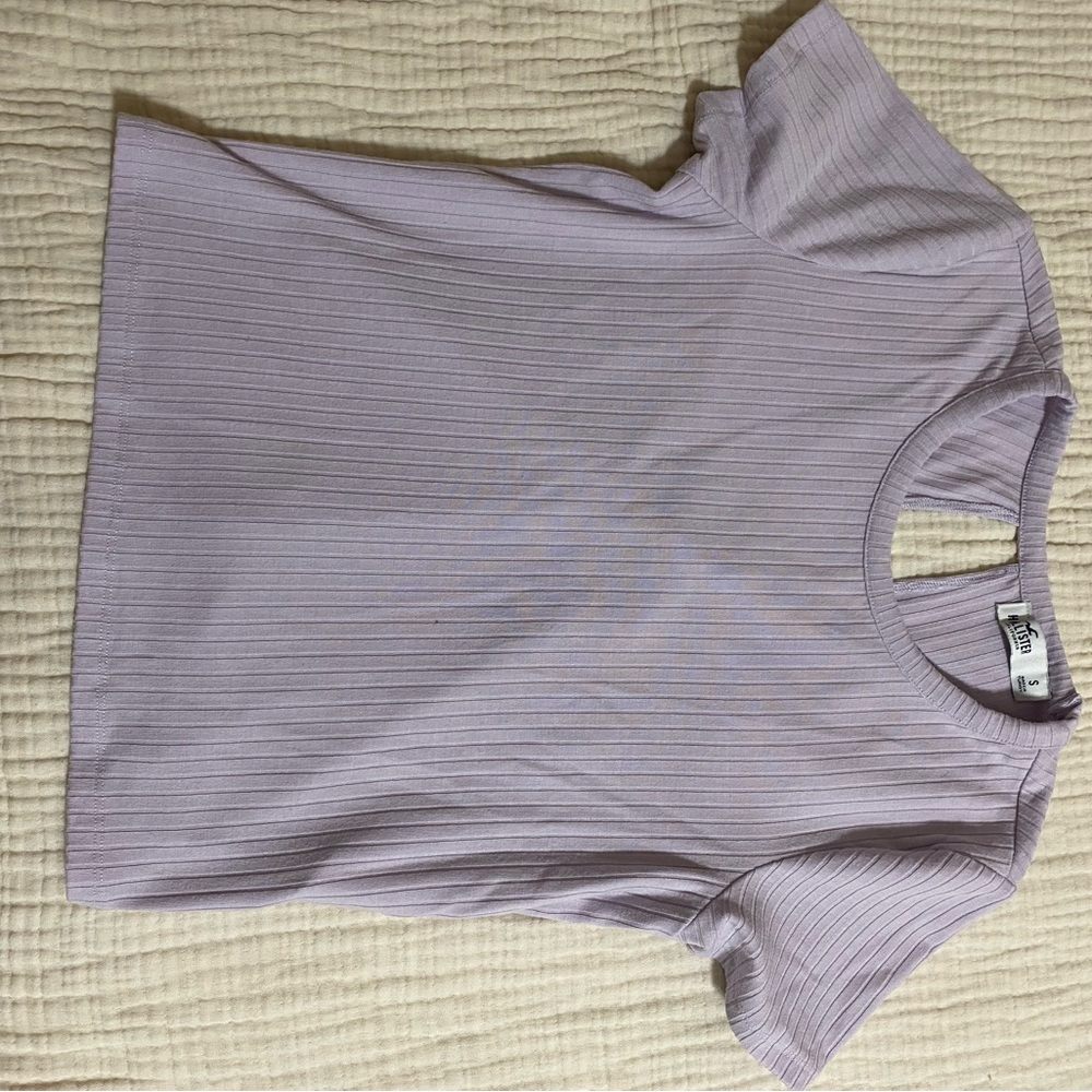 Hollister Purple Ribbed Short Sleeve T-Shirt